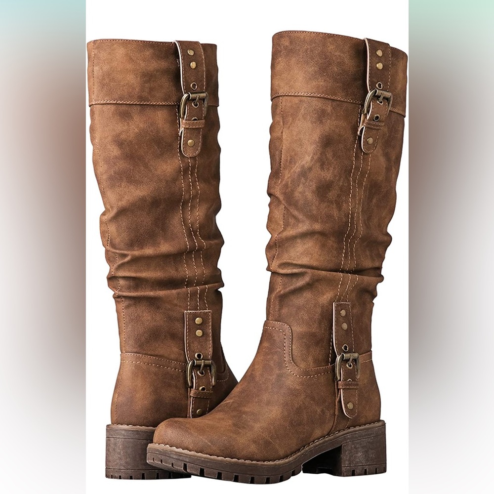 Faux leather riding boots